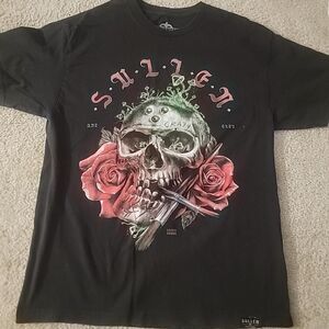 Sullen Black Graphic Skull & Roses Short Sleeve Tee